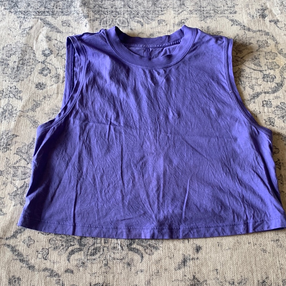 Lululemon Women’s All Yours Cropped Cotton Tank Top - size 6 - charged indigo